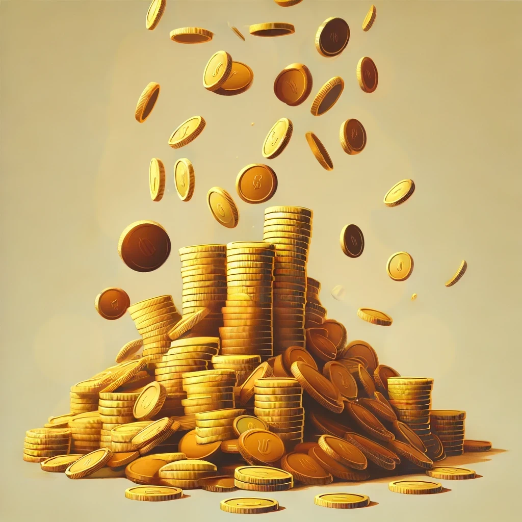 Illustration of gold coins symbolizing the FlippyTalk coin system for user engagement